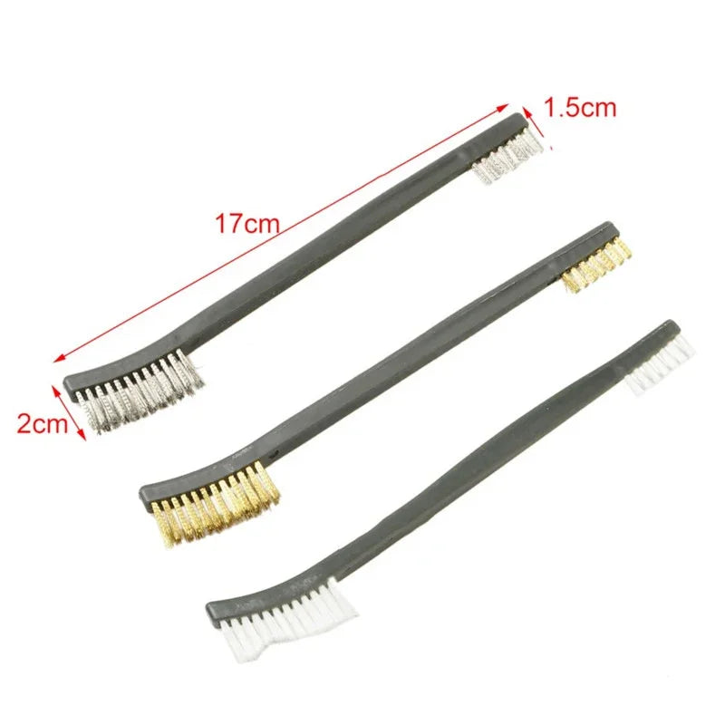 Accessoires pour le nettoyage et l'esthétique automobile : brosses métalliques et 4 pics en nylon, ensemble de pics et brosses, 3 brosses à double tête