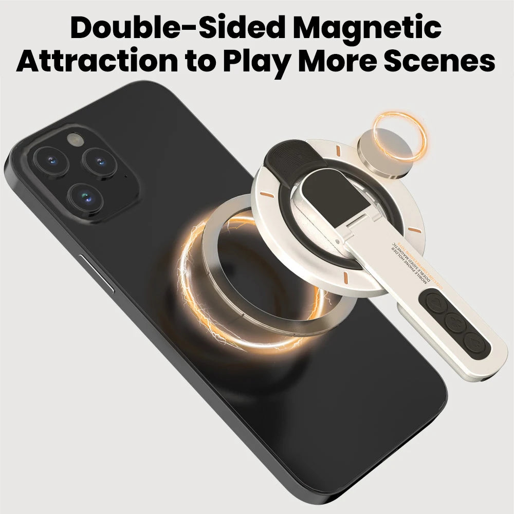 Support magnétique 3 en 1 pour doigt, anneau de maintien et support magnétique double face rotatif pour iPhone 17, 16, 15, 14, 13 et 12 MagSafe