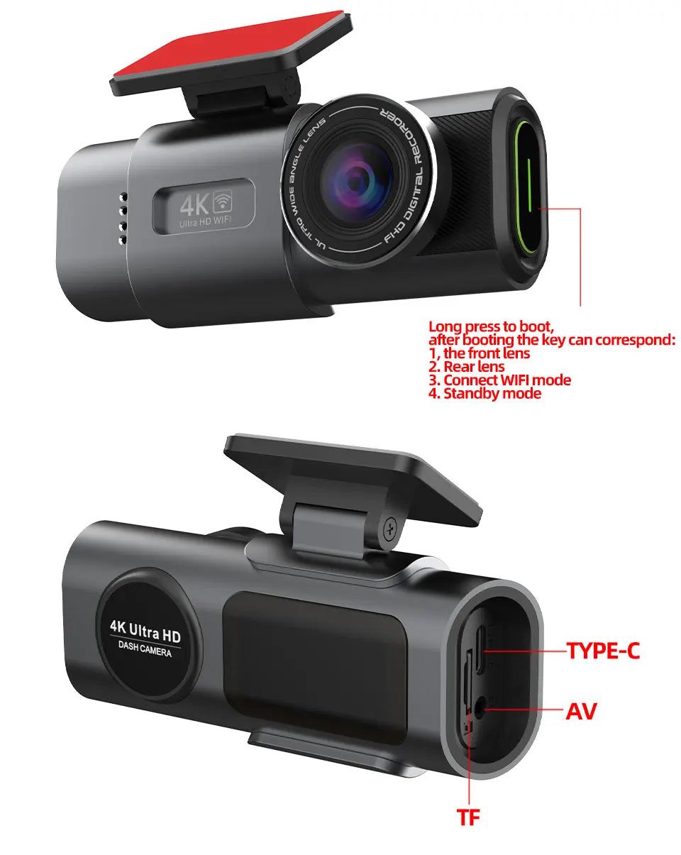 4K Wi-Fi Dash Cam with Parking Mode