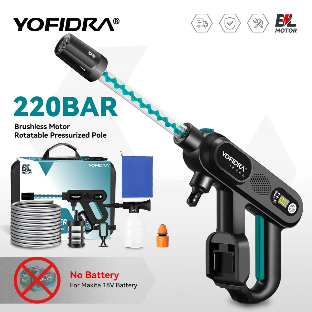 5-in-1 Brushless Cordless Pressure Washer Gun 220Bar