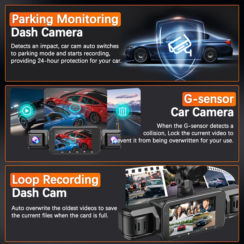 4-Channel Car Dash Cam with Night Vision