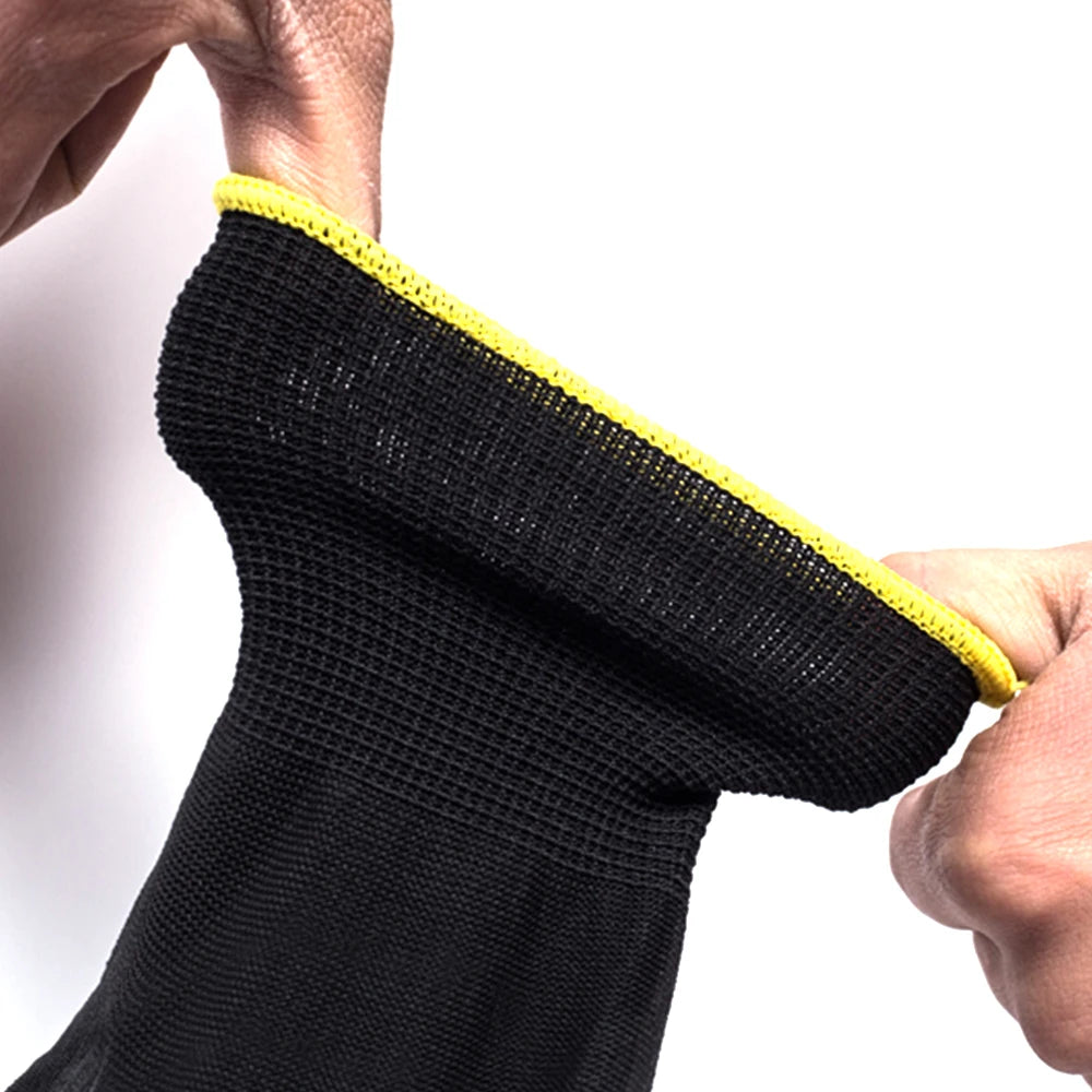 Lot de 10 paires de gants de sécurité noirs résistants - Antidérapants, résistants à l'usure et offrant une protection contre les décharges électrostatiques pour le jardinage et le travail du bois
