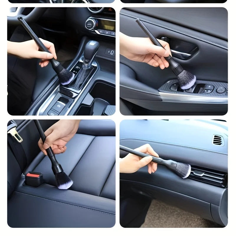 Brosse de nettoyage intérieure de voiture à poils doux (1 pièce), outil de nettoyage pour voiture et moto, brosse pour tableau de bord.