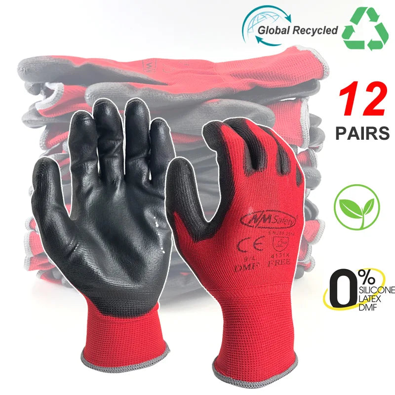 Gants de travail en nitrile avec revêtement PU sur la paume (lot de 24/12 paires) - Fournisseurs professionnels de sécurité
