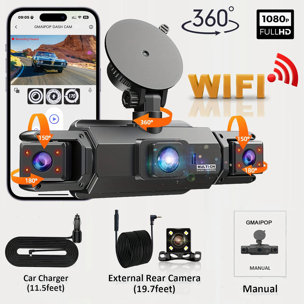 4-Channel Car Dash Cam with Night Vision