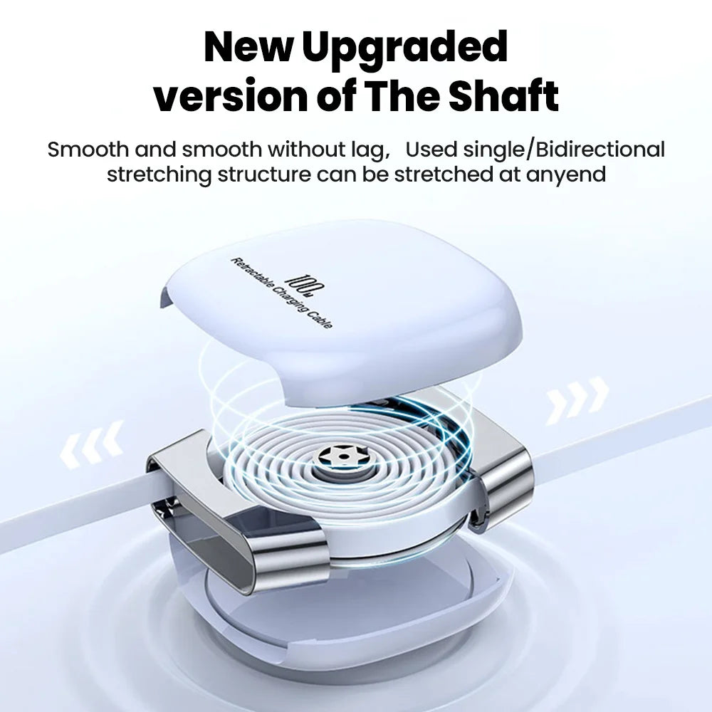 USB C to USB C Cable 100W for iPhone 16 15 Plus Pro Max Retractable Cable For MacBook iPad Fast Charger Cable Charger Data Wire