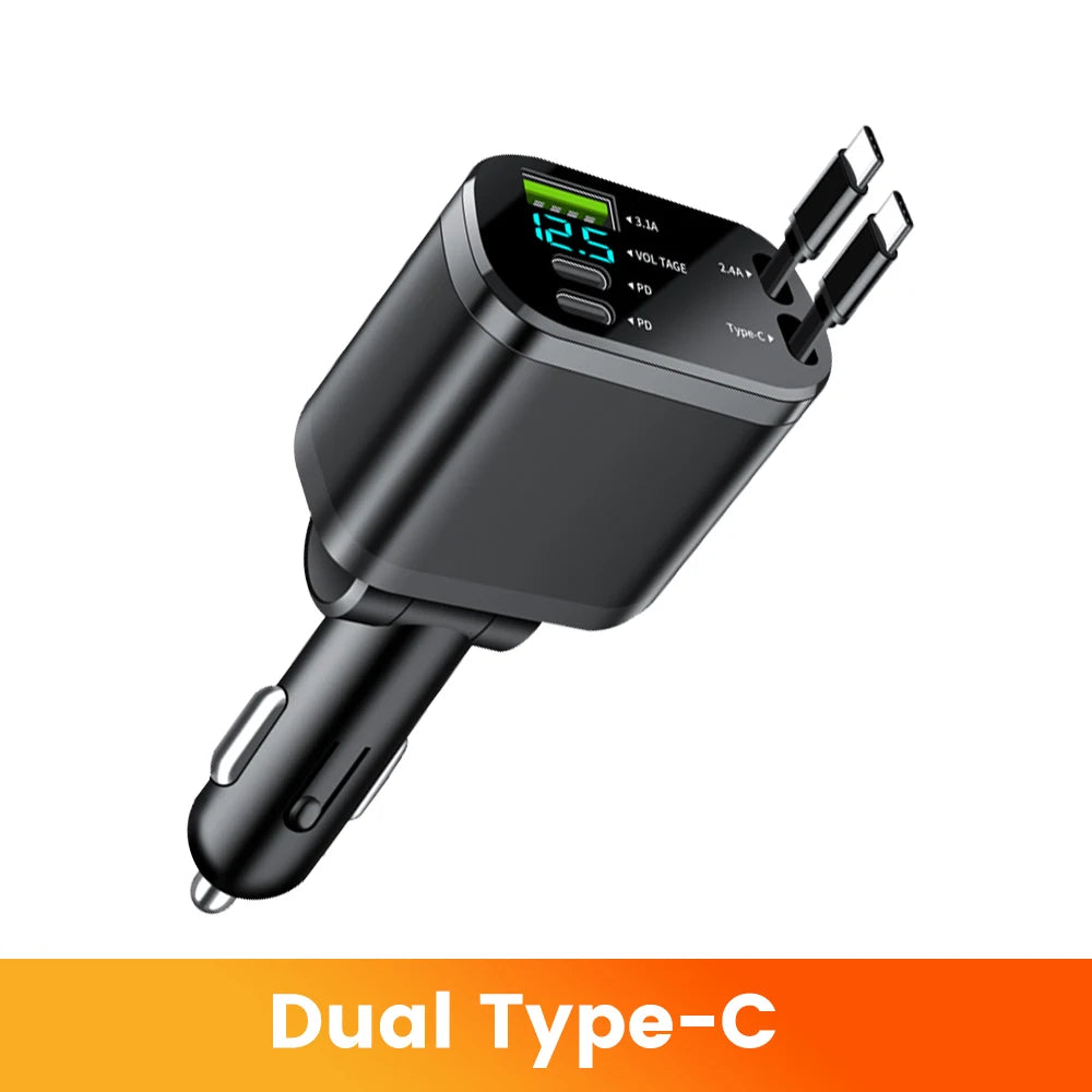150W Car Charger with Dual USB-C & Digital Display
