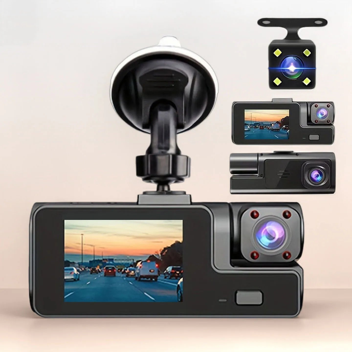 Car Dvr HD 1080P Dash Cam 2/ 3 Lens Front Inside Rear Wide Angle Loop Recording Night Vision G-sensor Camera Vehicle Accessories