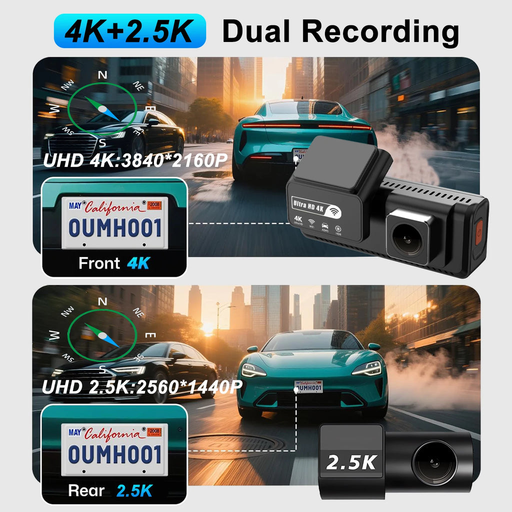 4K GPS Dash Cam with Wi-Fi & Night Vision