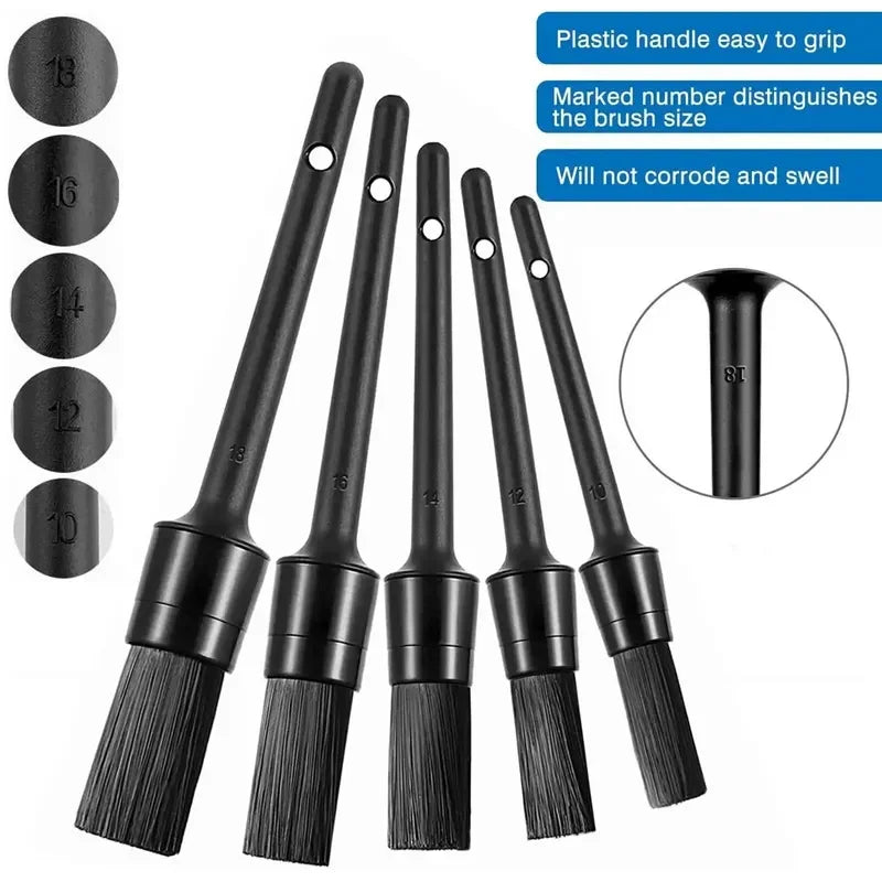 1/5x Brosses de nettoyage pour l'entretien automobile, brosse douce pour les jantes, brosse pour enlever la poussière, accessoires pour l'intérieur et l'extérieur de la voiture