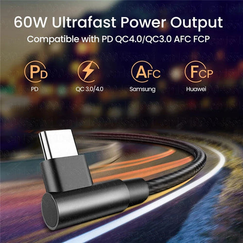 100W USB-C 90° Cable — Fast Charge Type-C