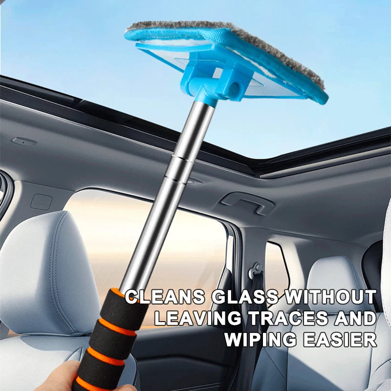 Telescopic Windshield Cleaning Brush - Long Handle Car Glass Defogging Tool