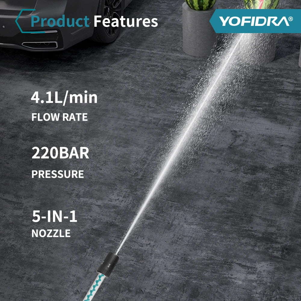 5-in-1 Brushless Cordless Pressure Washer Gun 220Bar