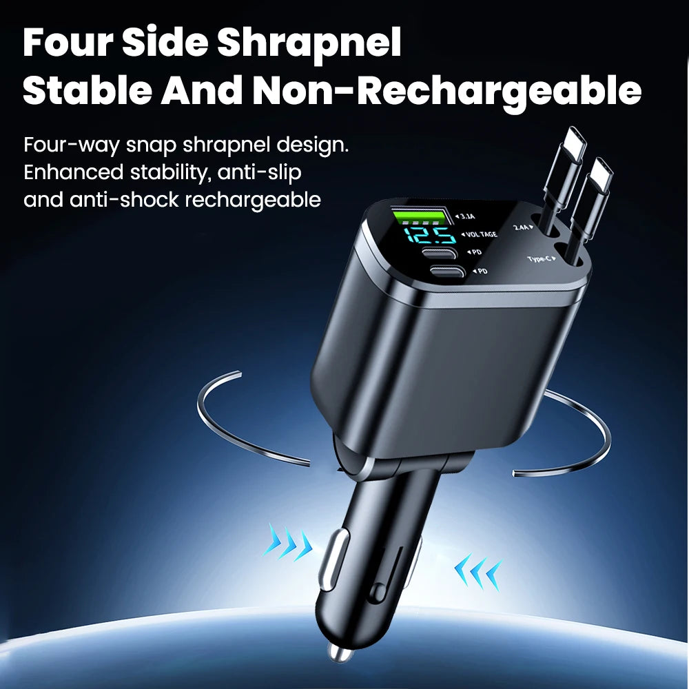 150W Car Charger with Dual USB-C & Digital Display