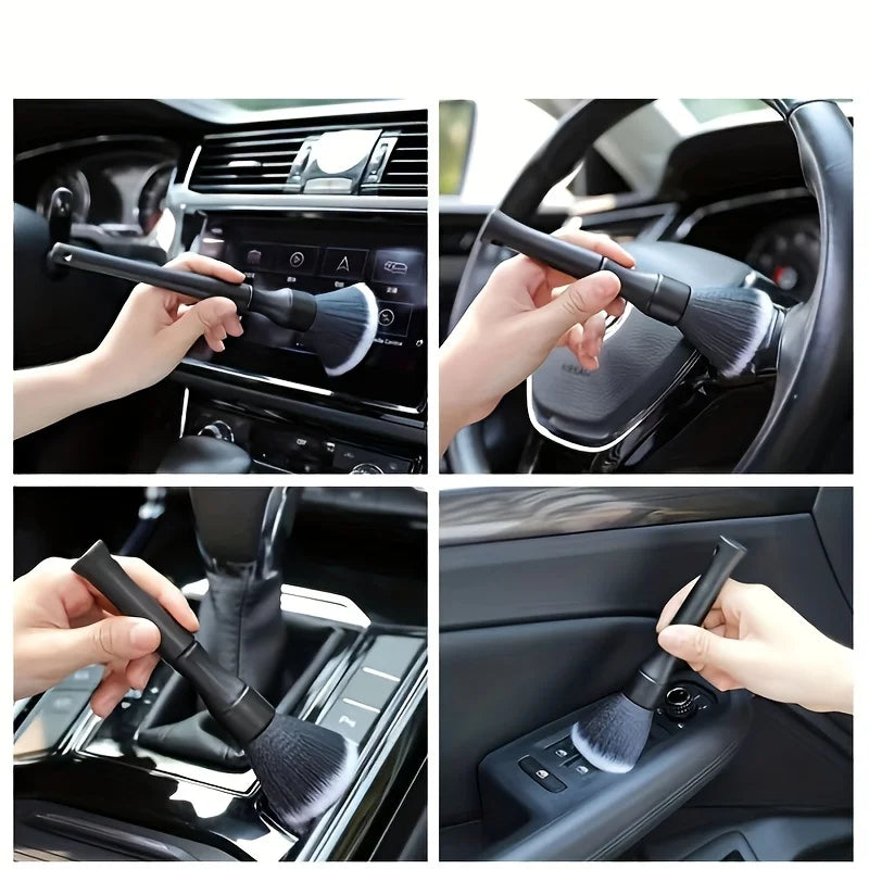 Brosse de nettoyage intérieure de voiture à poils doux (1 pièce), outil de nettoyage pour voiture et moto, brosse pour tableau de bord.