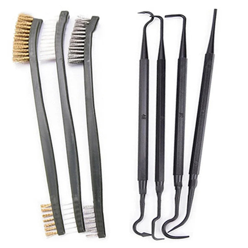 Accessoires pour le nettoyage et l'esthétique automobile : brosses métalliques et 4 pics en nylon, ensemble de pics et brosses, 3 brosses à double tête