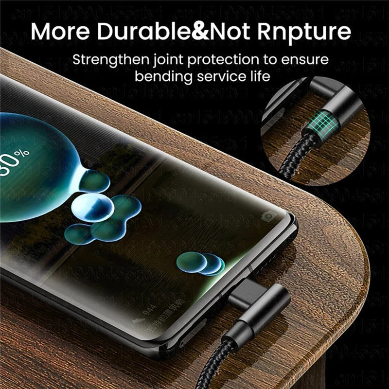 100W USB C To Type C PD Fast Charger Cable 90 Degree Angle Charging Cord Wire For iPhone 15 Pro max Xiaomi Huawei Macbook iPad