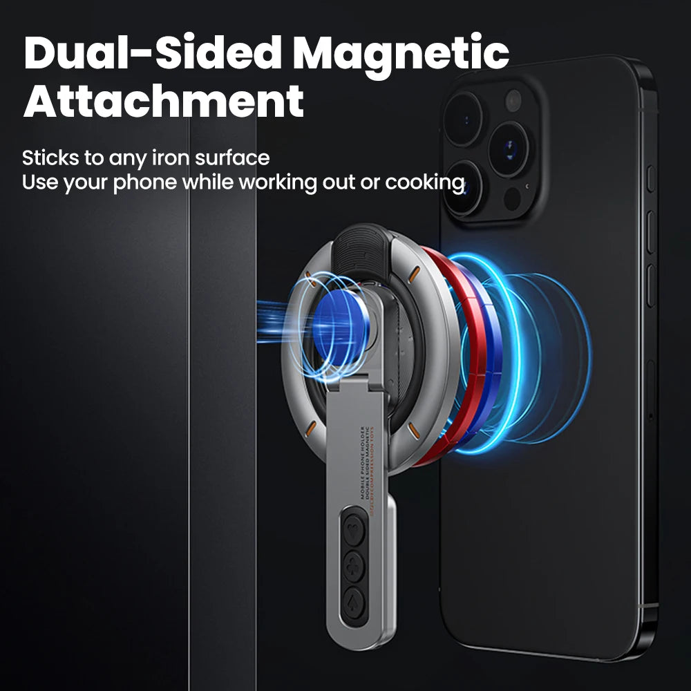 Support magnétique 3 en 1 pour doigt, anneau de maintien et support magnétique double face rotatif pour iPhone 17, 16, 15, 14, 13 et 12 MagSafe