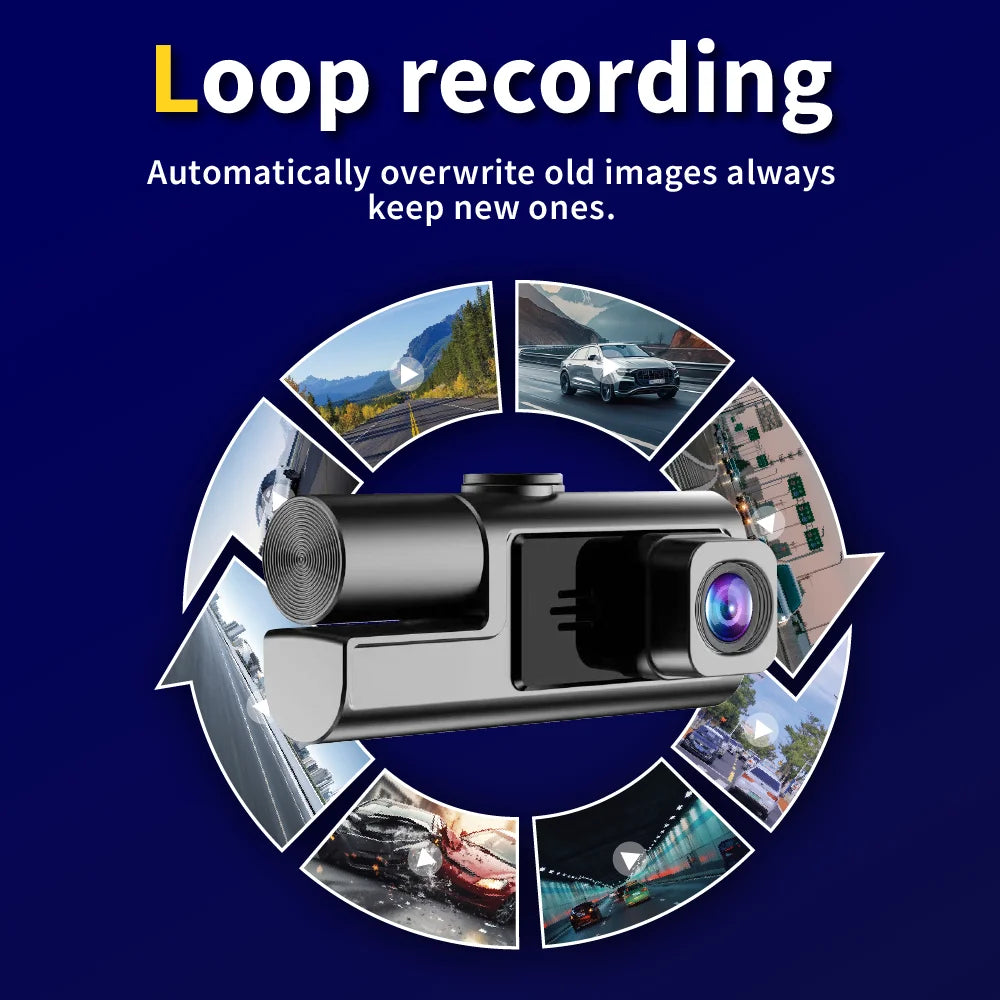 Car Dvr HD 1080P Dash Cam 2/ 3 Lens Front Inside Rear Wide Angle Loop Recording Night Vision G-sensor Camera Vehicle Accessories