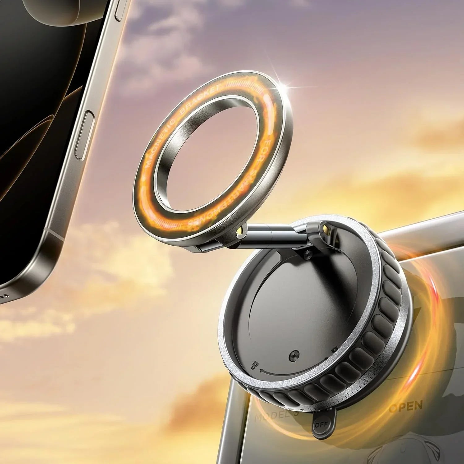 Support magnétique de téléphone de voiture à vide à 360° amélioré 2026 pour Magsafe [Aspiration la plus puissante de plus de 96 livres et aimant le plus puissant de 2800 gf]