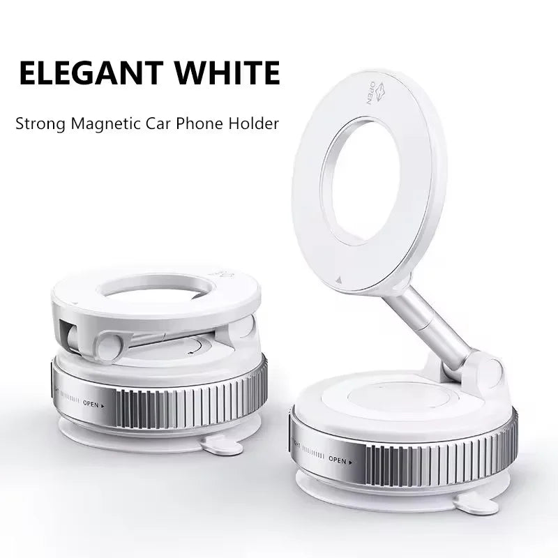 Support magnétique puissant pour téléphone, pliable, réglable à 360°, avec ventouse pour voiture, compatible iPhone et diffusion en direct.