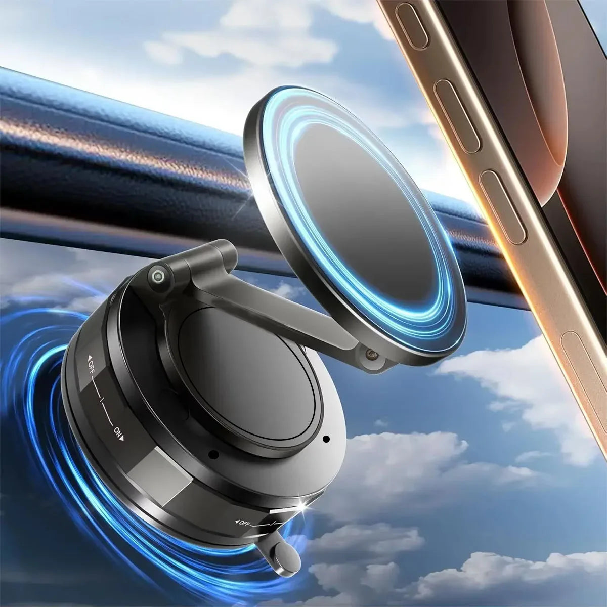 Foldable Magnetic Phone Holder - MagSafe Compatible Vacuum Suction Cup Mount