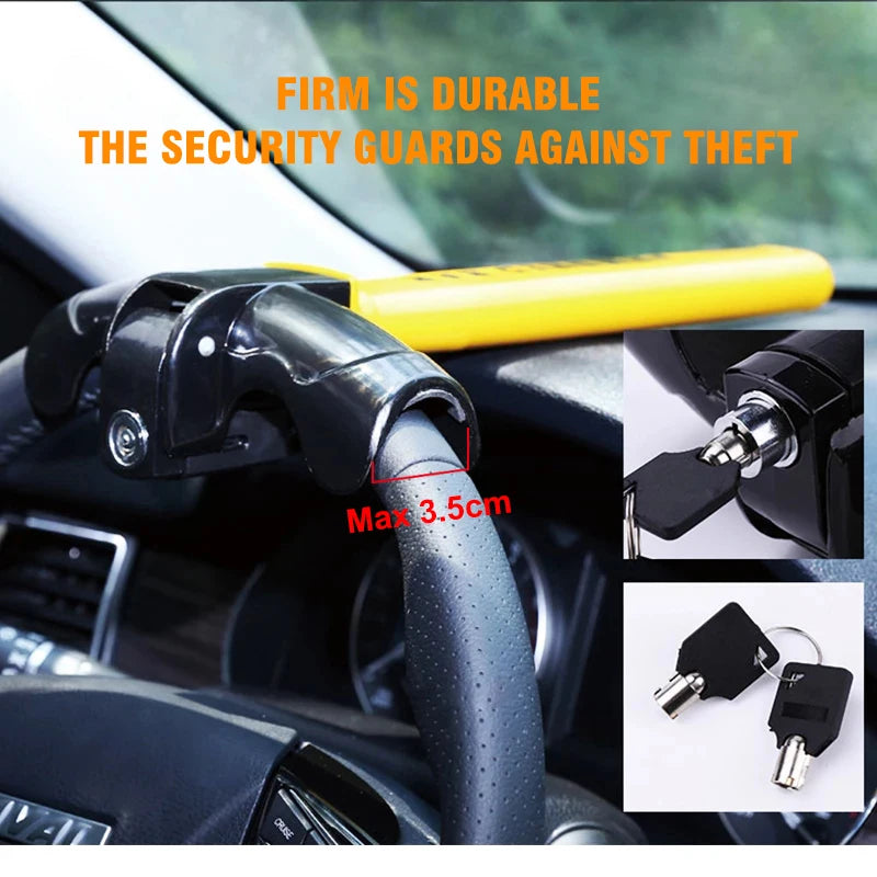 Universal Steering Wheel Lock - Heavy Duty Anti-Theft Security for Vans & Cars