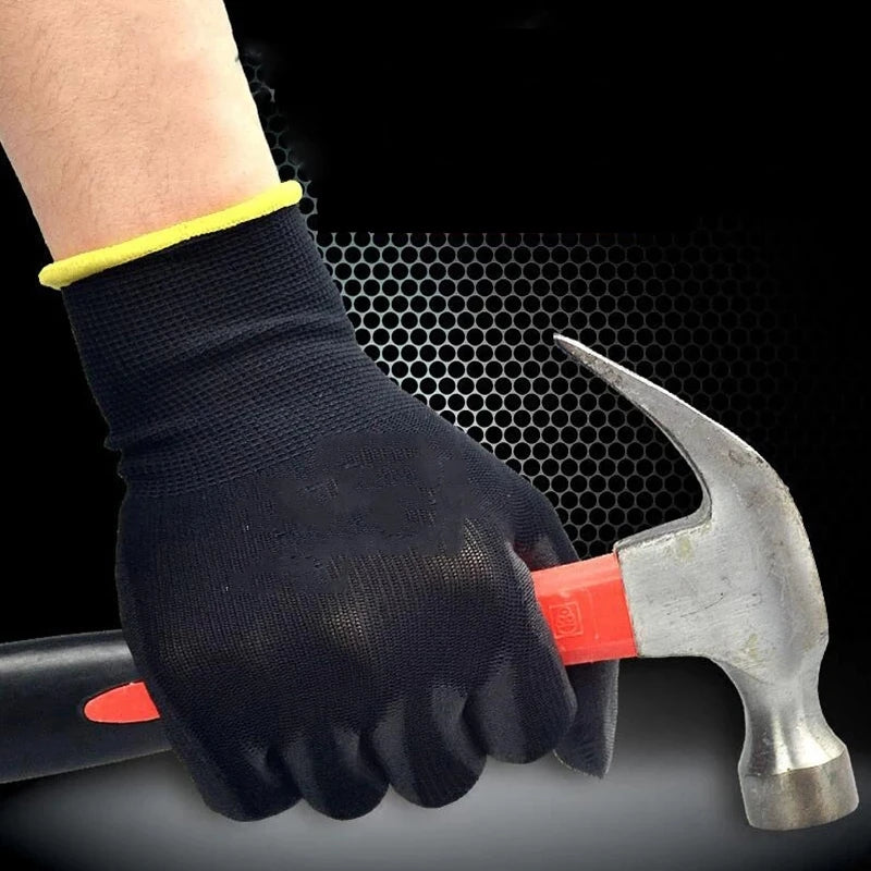 Lot de 10 paires de gants de sécurité noirs résistants - Antidérapants, résistants à l'usure et offrant une protection contre les décharges électrostatiques pour le jardinage et le travail du bois