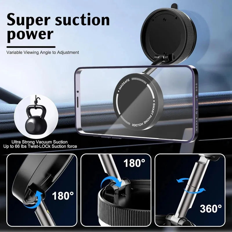 Support magnétique de téléphone de voiture à vide à 360° amélioré 2026 pour Magsafe [Aspiration la plus puissante de plus de 96 livres et aimant le plus puissant de 2800 gf]
