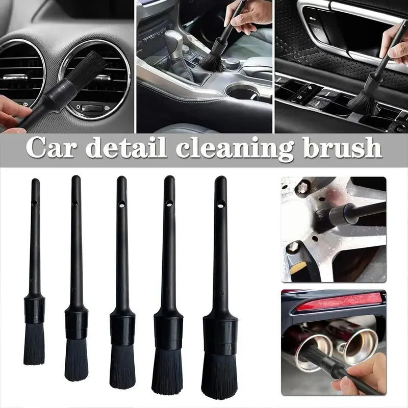 1/5x Brosses de nettoyage pour l'entretien automobile, brosse douce pour les jantes, brosse pour enlever la poussière, accessoires pour l'intérieur et l'extérieur de la voiture